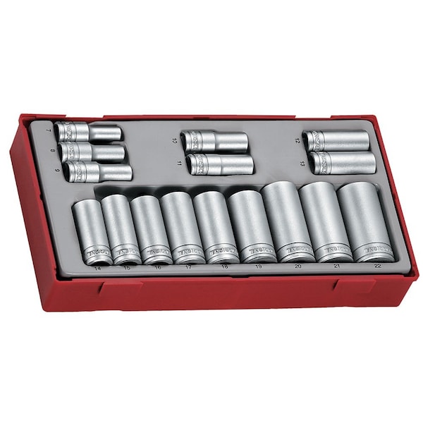 16 Piece 3/8 Inch Drive 12 Point Metric Deep Chrome Vanadium Socket Set